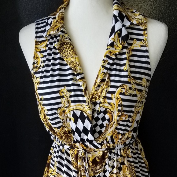 Barocco print collared sleeveless top and shorts - Picture 3 of 8